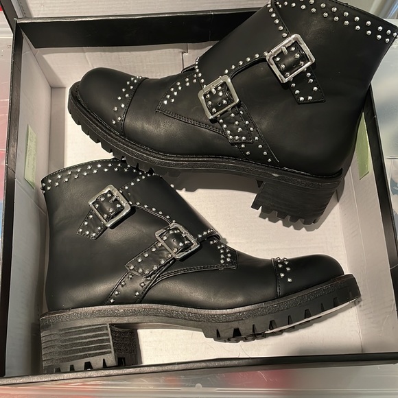 Design Lab Black Moria BNWT Moto Boots Womens 7 - Picture 4 of 6